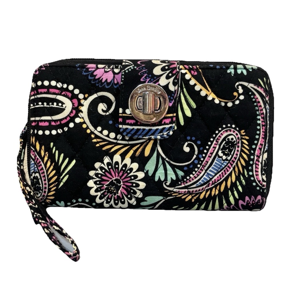 Vera Bradley‎ Banana Swirl Turn Lock Wallet Wristlet ID Card Storage Zip Floral